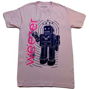 Weezer Mens Robot Graphic Rock Band Cradle Pink Shirt New